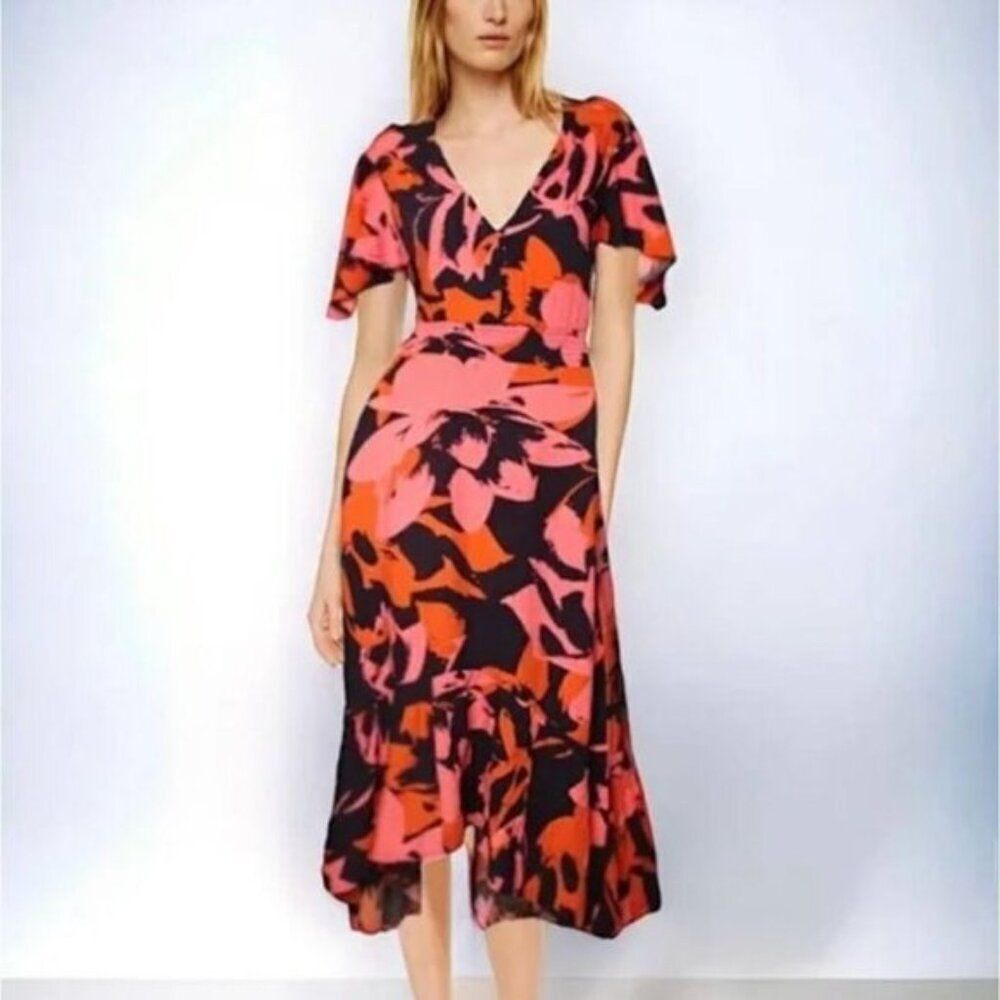 Abel The Label‎ Anthropologie Multicolor Clare Floral High Low Midi Dress Size S